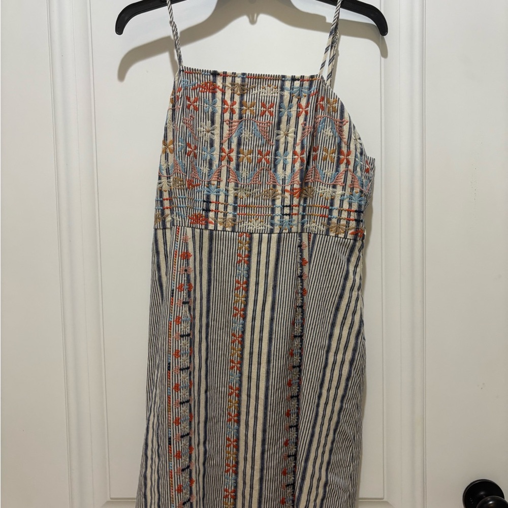 Altar'd State Blue and Orange Patterned Midi Dress